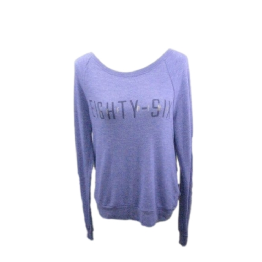 PINK Victoria's Secret Purple Wide Scoop Neck Long Sleeve Top Size Medium